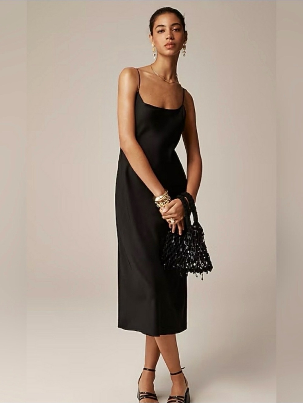 J. Crew Gwyneth Black Slip Midi Dress - Picture 2 of 5